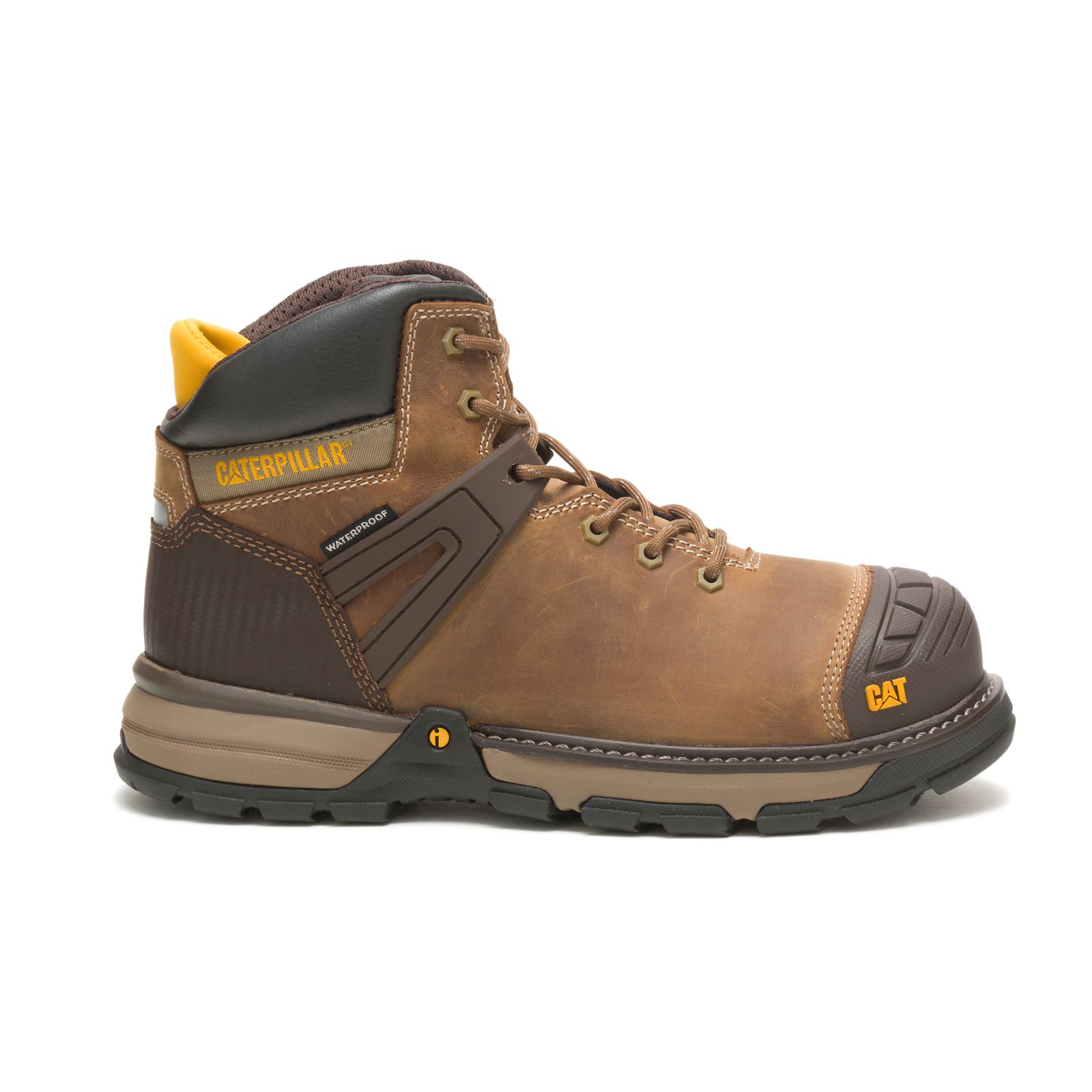 Caterpillar Excavator Superlite Waterproof Soft Toe - Mens Work Boots - Dark Beige - NZ (470OHBATY)